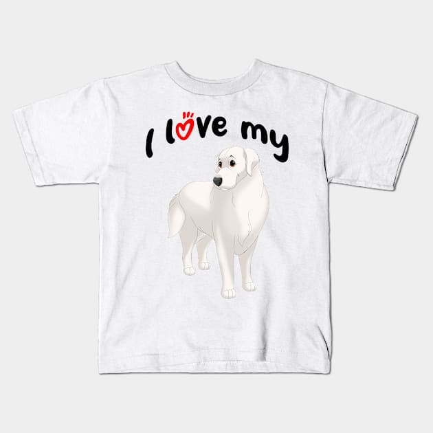 I Love My Great Pyrenees Dog Kids T-Shirt by millersye